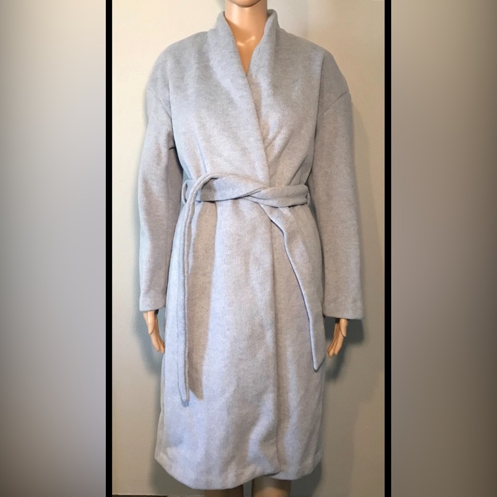 Cyrus Women's Coat Size S Light Blue Snap Button Closure Tie-Strap Long Sleeve